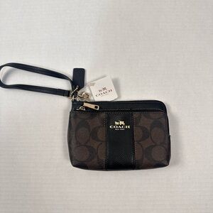 Coach Signature Double Zip‎ Wristlet Wallet